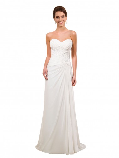 Sheath Sweetheart Soft Chiffon Chapel Train Ivory Wedding Gowns Belfast