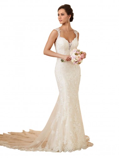 Mermaid Sweetheart Lace Chapel Train Ivory Modern Wedding Dress Belfast
