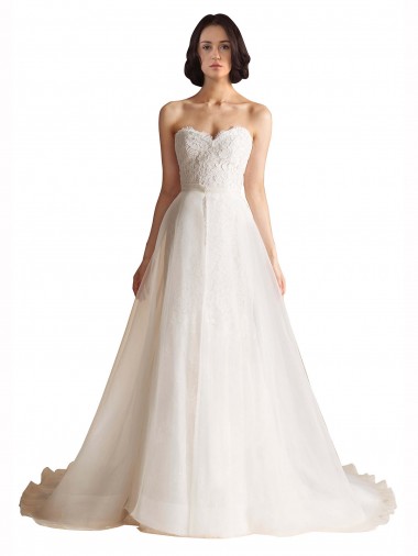 A-Line Sweetheart Tulle Sweep Train Ivory Wedding Dress Belfast