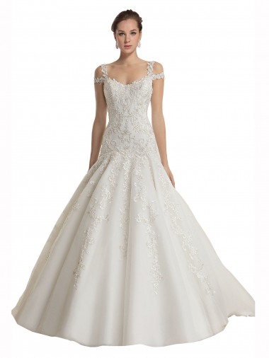 Mermaid Off the Shoulder Tulle & Lace Sweep Train Ivory Wedding Dress Belfast