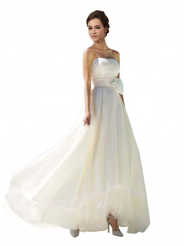 A-Line Strapless Soft Chiffon Long Ivory Wedding Dress Belfast