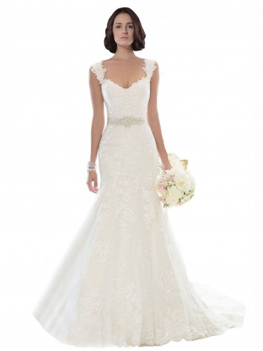 Mermaid Off the Shoulder Lace Chapel Train White Beach Wedding Dress Belfast