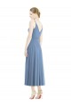 A-Line Spaghetti Straps Soft Chiffon Tea Length Dusty Blue Bridesmaid Dress Belfast
