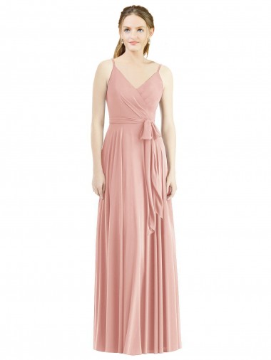 A-Line V-Neck Soft Chiffon Long Bliss Pink Formal Dress / Bridesmaid Dress Belfast