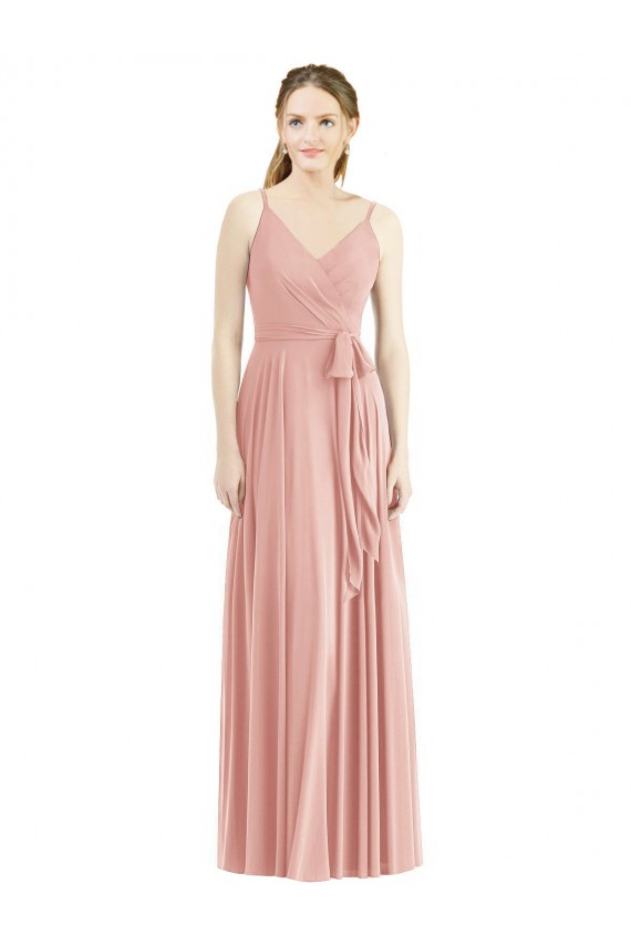 A-Line V-Neck Soft Chiffon Long Bliss Pink Formal Dress / Bridesmaid Dress Belfast