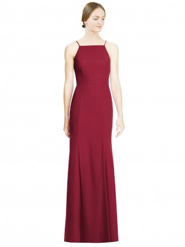 Mermaid Spaghetti Straps Soft Chiffon Long Burgundy Bridesmaid Dress Belfast