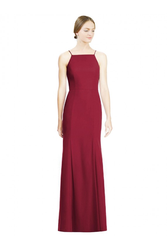 Mermaid Spaghetti Straps Soft Chiffon Long Burgundy Bridesmaid Dress Belfast