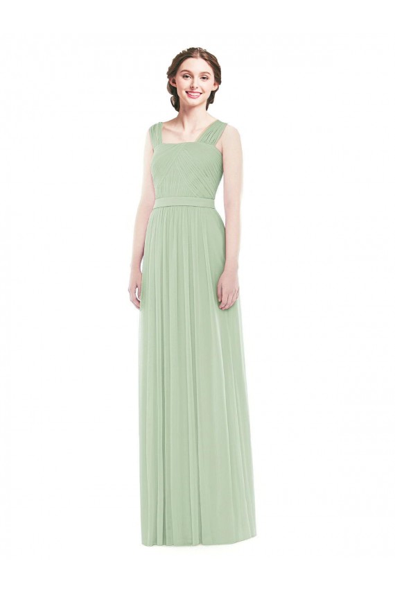 A-Line Spaghetti Straps Soft Chiffon Long Sage Bridesmaid Dress Belfast