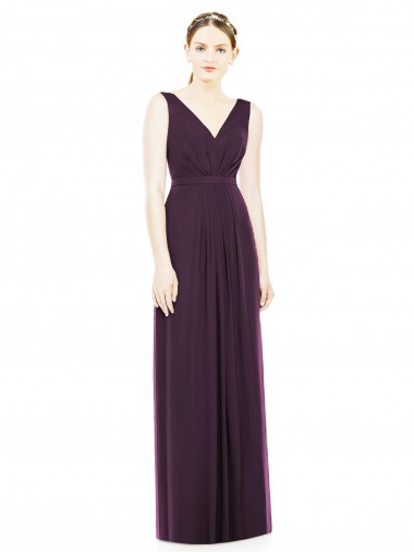 A-Line V-Neck Chiffon Long Grape Bridesmaid Dress / Evening Dress Belfast