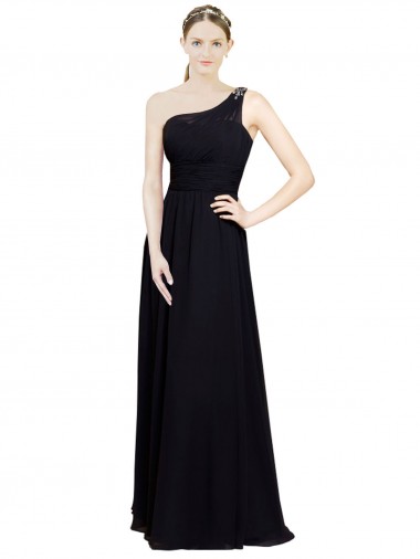 A-Line Sweetheart Chiffon Long Black Bridesmaid Dresses Belfast