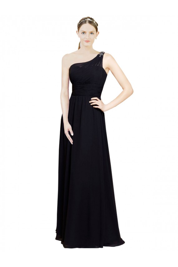 A-Line Sweetheart Chiffon Long Black Bridesmaid Dresses Belfast