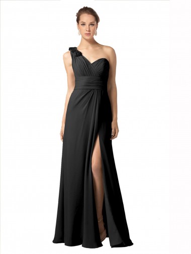 A-Line Sweetheart Soft Chiffon Long Black Bridesmaid Dress / Formal Dress Belfast