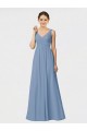 A-Line Sweetheart Soft Chiffon Long Dusty Blue Bridesmaid Dress Belfast