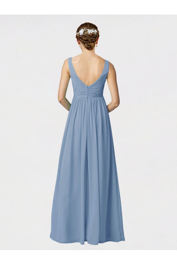 A-Line Sweetheart Soft Chiffon Long Dusty Blue Bridesmaid Dress Belfast