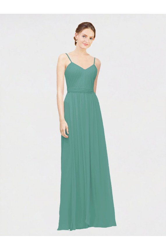 A-Line V-Neck Chiffon Long Icelandic Silver Bridesmaid Dress / Evening Dress Belfast