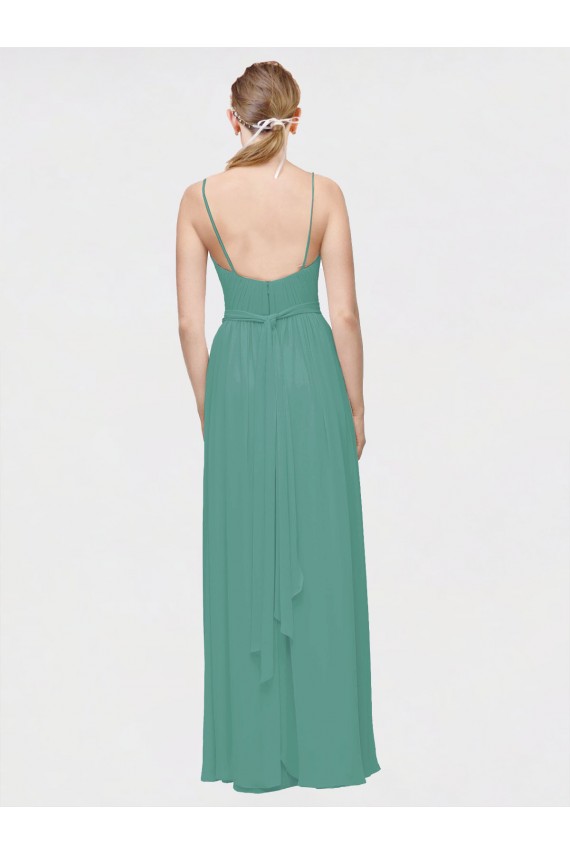 A-Line V-Neck Chiffon Long Icelandic Silver Bridesmaid Dress / Evening Dress Belfast