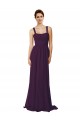 A-Line Spaghetti Straps Soft Chiffon Sweep Train Grape Bridesmaid Dress Belfast