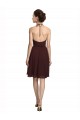 A-Line Halter Neck Soft Chiffon Knee Length Burgundy Gold Bridesmaid Dress Belfast