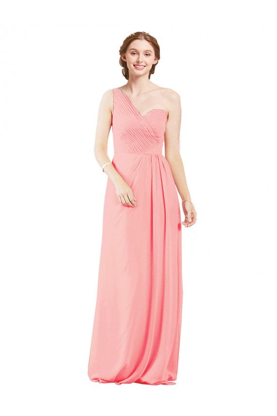 A-Line Sweetheart Soft Chiffon Long Salmon Bridesmaid Dress Belfast