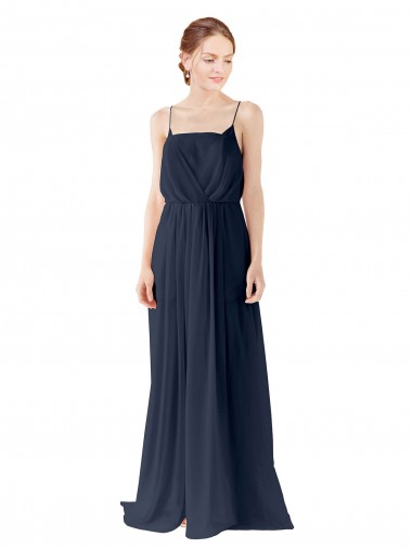 A-Line Spaghetti straps Chiffon Long Dark Navy Bridesmaid Dress / Evening Gowns Belfast