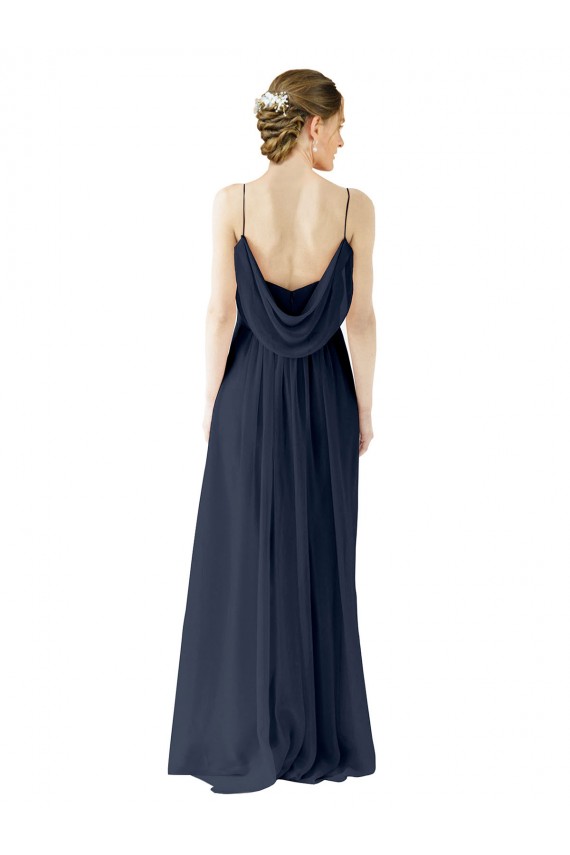 A-Line Spaghetti straps Chiffon Long Dark Navy Bridesmaid Dress / Evening Gowns Belfast