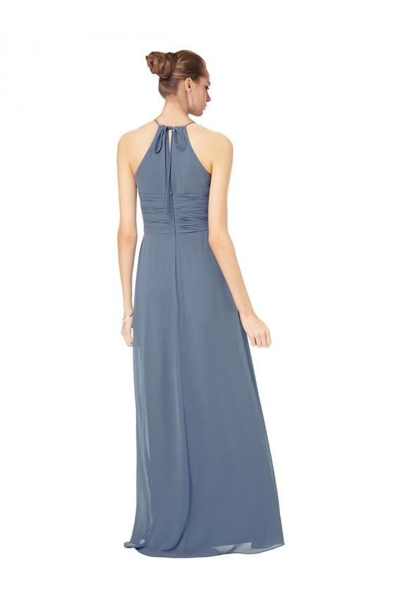 A-Line Halter Neck Soft Chiffon Long Midnight Green Bridesmaid Dress Belfast