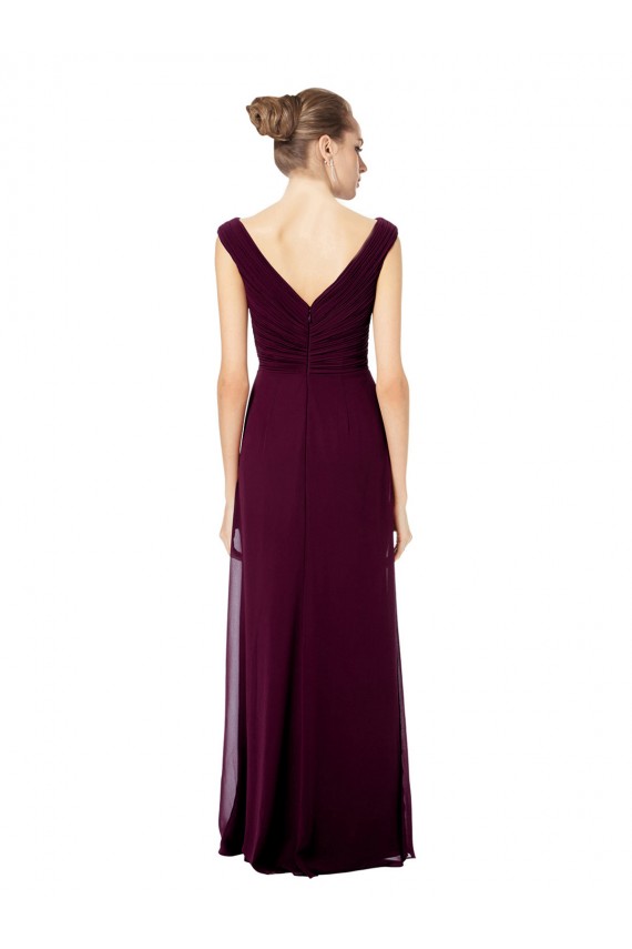A-Line V-Neck Soft Chiffon Long Royal Blue Bridesmaid Dresses Belfast