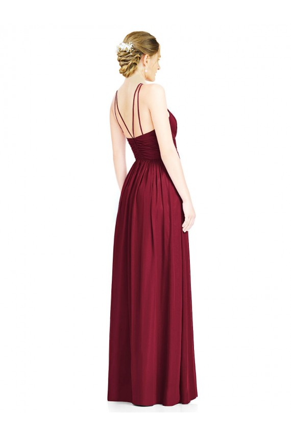 A-Line Halter Neck Chiffon Long Burgundy Formal Dress / Bridesmaid Dress Belfast