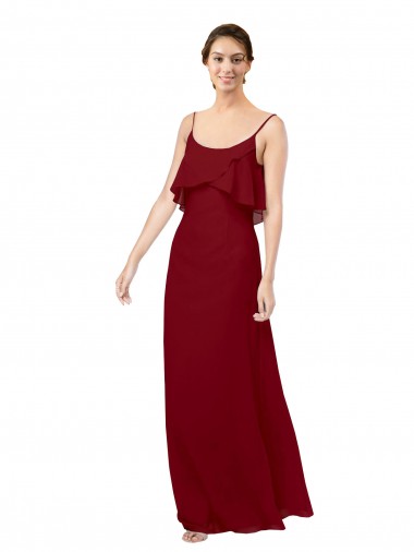 Sheath Scoop Neck Soft Chiffon Long Burgundy Bridesmaid Dress Belfast