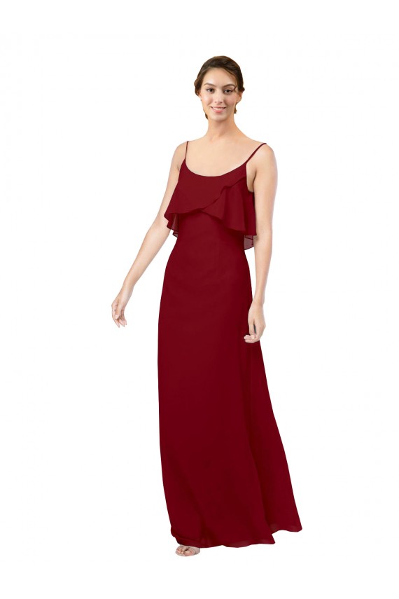Sheath Scoop Neck Soft Chiffon Long Burgundy Bridesmaid Dress Belfast