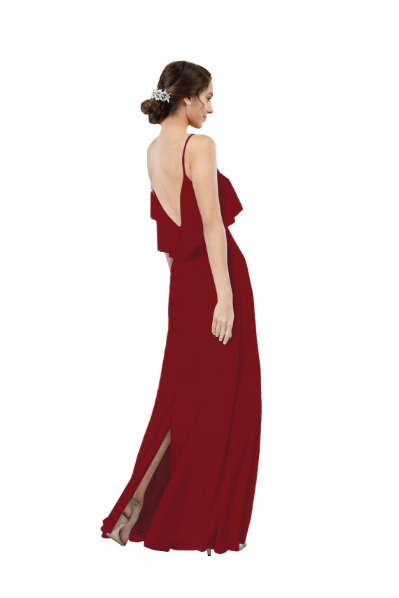 Sheath Scoop Neck Soft Chiffon Long Burgundy Bridesmaid Dress Belfast