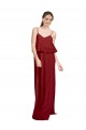 A-Line Spaghetti Straps Soft Chiffon Long Burgundy Bridesmaid Dress Belfast