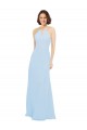 A-Line Halter Neck Soft Chiffon Long Light Sky Blue Bridesmaid Dress Belfast