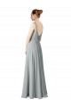 A-Line V-Neck Chiffon Long Silver Bridesmaid Dress / Evening Dress Belfast