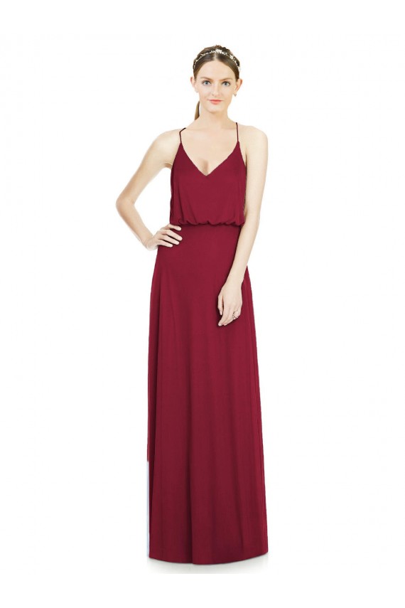 A-Line V-Neck Soft Chiffon Long Burgundy Evening Gowns / Bridesmaid Dress Belfast