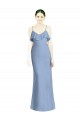 A-Line V-Neck Soft Chiffon Long Dusty Blue Bridesmaid Dresses Belfast