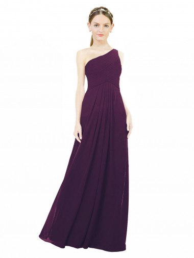 A-Line One Shoulder Chiffon Long Grape Bridesmaid Dress / Evening Dress Belfast