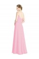 A-Line Spaghetti Straps Soft Chiffon Long Barely Pink Bridesmaid Dress Belfast