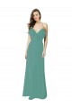 A-Line V-Neck Soft Chiffon Long Icelandic Silver Bridesmaid Dress Belfast