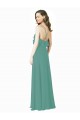 A-Line V-Neck Soft Chiffon Long Icelandic Silver Bridesmaid Dress Belfast