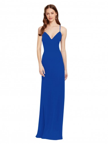A-Line V-Neck Soft Chiffon Long Royal Blue Bridesmaid Dress / Formal Dress Belfast