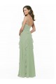 A-Line V-Neck Soft Chiffon Long Smoke Green Bridesmaid Dress Belfast
