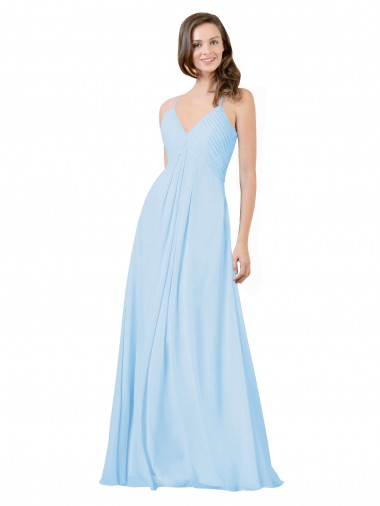 A-Line V-Neck Chiffon Long Light Sky Blue Formal Dress / Bridesmaid Dress Belfast