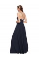 A-Line V-Neck Soft Chiffon Long Dark Navy Bridesmaid Dresses Belfast