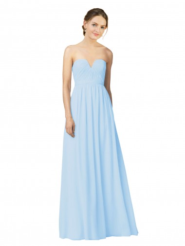 A-Line Strapless Soft Chiffon Long Light Sky Blue Formal Dress / Bridesmaid Dress Belfast