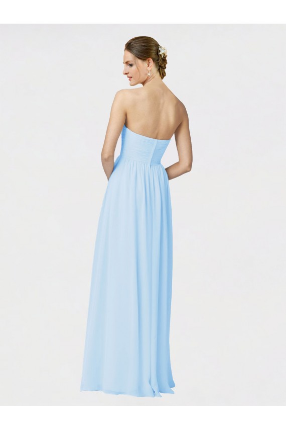 A-Line Strapless Soft Chiffon Long Light Sky Blue Formal Dress / Bridesmaid Dress Belfast