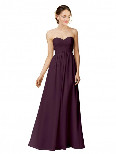 A-Line Strapless Chiffon Long Grape Bridesmaid Dress / Evening Dress Belfast