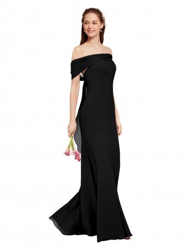 Mermaid Off the Shoulder Soft Chiffon Long Black Prom Dress / Bridesmaid Dress Belfast
