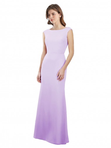 Column Round Neck Soft Chiffon Long Lilac Bridesmaid Dress Belfast