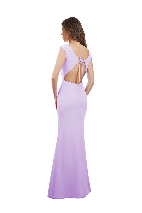 Column Round Neck Soft Chiffon Long Lilac Bridesmaid Dress Belfast
